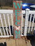 Interchangeable Base Porch Sign  - Brown with Cream Distress and Virdi Letters