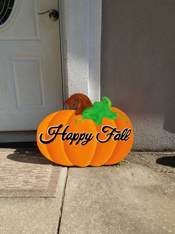 Pumpkin Yard Art - Happy Fall