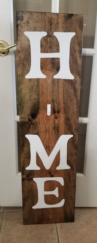 Interchangeable Base Porch Sign  - Home Walnut with White Lettering