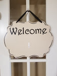 Interchangeable Base Plaque - Welcome - Cream with Black letters