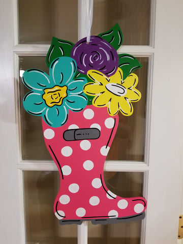 Rainboot with Flowers - Pink