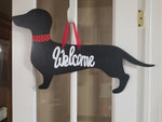Dauschund Silhouette - Black with Red Collar