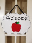 Interchangeable Base Plaque - Welcome - White with Black Letters