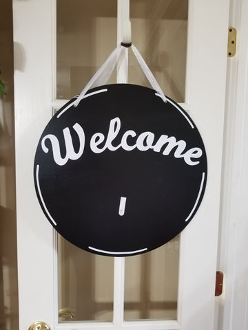 Interchangeable Base Circle - Welcome - Black with White Lettering