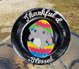 Interchangeable Base Small Plate  - Black with White Distress (Thankful and Blessed)