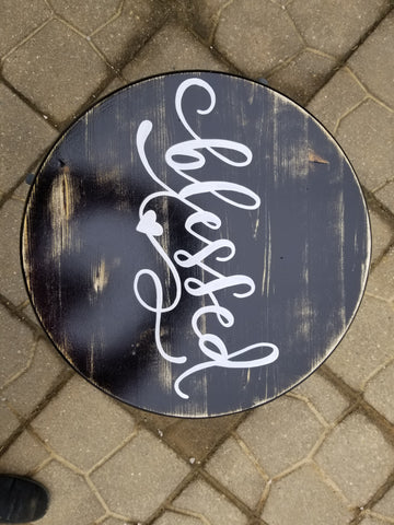 Lazy Susan - Blessed with Black Distressed