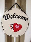 Interchangeable Base Circle - Welcome - Cream with Black Letters