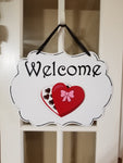 Interchangeable Base Plaque - Welcome - White with Black Letters