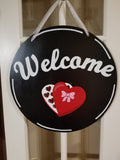 Interchangeable Base Circle - Welcome - Black with White Lettering