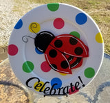 Interchangeable Base Large Plate  - White with Colorful Polka Dots (Celebrate)