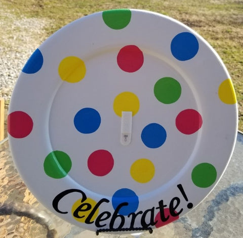 Interchangeable Base Large Plate  - White with Colorful Polka Dots (Celebrate)