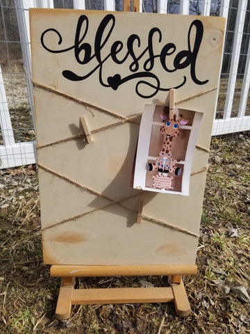 Photo Board - Distressed Cream Blessed