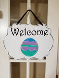 Interchangeable Base Plaque - Welcome - White with Black Letters