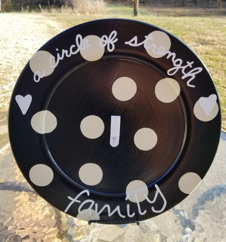 Interchangeable Base Large Plate  - Black with Cream Polka Dots (Family)