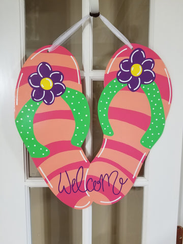 Flip Flops - Two Toned - Pink and Peach