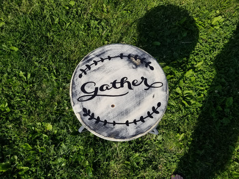 Lazy Susan - Gather - Black and White Distressed