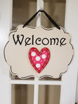 Interchangeable Base Plaque - Welcome - Cream with Black letters