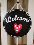 Interchangeable Base Circle - Welcome - Black with White Lettering