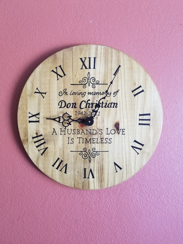 Clock - Oak and Black Lettering - Husbands Love