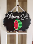 Interchangeable Base Plaque - Welcome Y'all - Black with White Letters