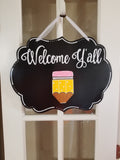 Interchangeable Base Plaque - Welcome Y'all - Black with White Letters