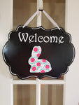 Interchangeable Base Plaque - Welcome - Black with White Letters