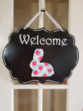 Interchangeable Base Plaque - Welcome - Black with White Letters