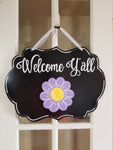Interchangeable Base Plaque - Welcome Y'all - Black with White Letters