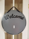 Interchangeable Base Circle - Welcome - Grey with Black Lettering