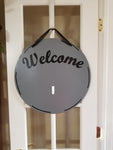 Interchangeable Base Circle - Welcome - Grey with Black Lettering
