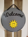 Interchangeable Base Circle - Welcome - Grey with Black Lettering