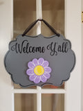 Interchangeable Base Plaque - Welcome Y'all - Grey with Black Letters