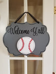 Interchangeable Base Plaque - Welcome Y'all - Grey with Black Letters