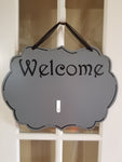 Interchangeable Base Plaque - Welcome - Grey with black Letters