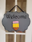 Interchangeable Base Plaque - Welcome - Grey with black Letters