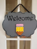 Interchangeable Base Plaque - Welcome - Grey with black Letters