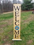 Interchangeable Base Porch Sign  - Weathered Oak with Black Lettering