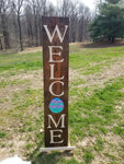 Interchangeable Base Porch Sign  - Walnut with Cream Lettering