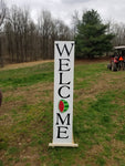 Interchangeable Base Porch Sign  - White with Black Lettering