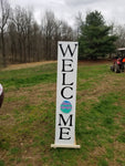 Interchangeable Base Porch Sign  - White with Black Lettering