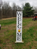 Interchangeable Base Porch Sign  - White with Black Lettering