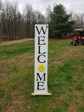 Interchangeable Base Porch Sign  - White with Black Lettering