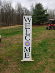 Interchangeable Base Porch Sign  - White with Black Lettering