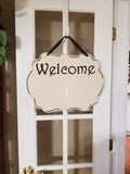 Interchangeable Base Plaque - Welcome - Cream with Black letters