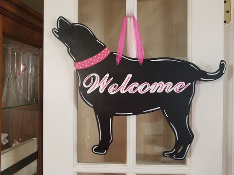 Lab Silhouette - Black with Pink Collar