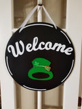 Interchangeable Base Circle - Welcome - Black with White Lettering