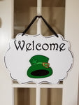 Interchangeable Base Plaque - Welcome - White with Black Letters