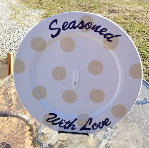 Interchangeable Base Large Plate  - White with Cream Polka Dots (Seasoned with Love)