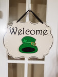 Interchangeable Base Plaque - Welcome - Cream with Black letters