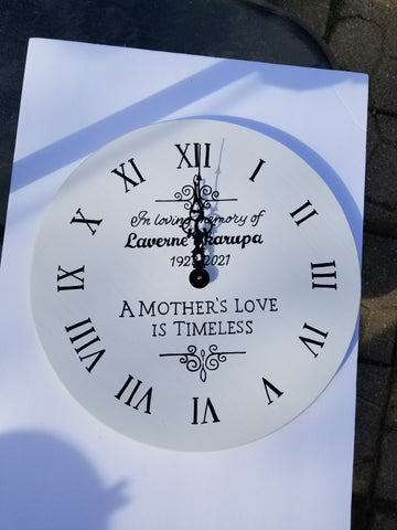 Clock - White and Black Lettering - Mothers Love